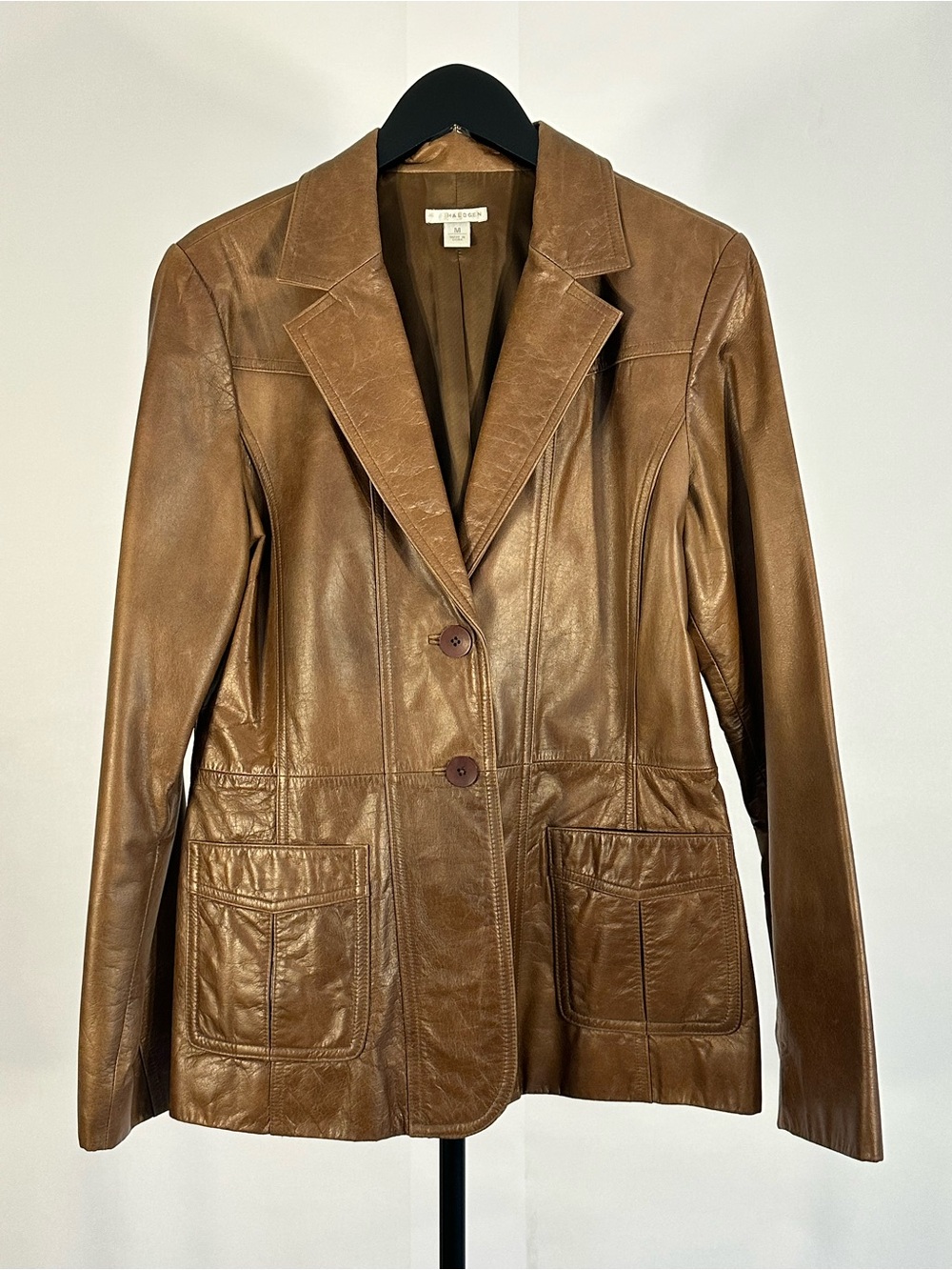 Halogen Brown Leather Blazer Jacket